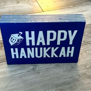 Blue And White Happy Hanukkah Wood Sign